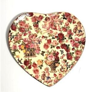 Vintage 90s Baum Brothers Cherub Chintz Romantic Decorative Plate